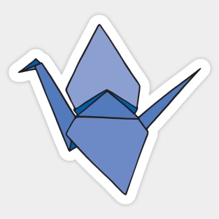 Dark Blue Origami Paper Crane Sticker